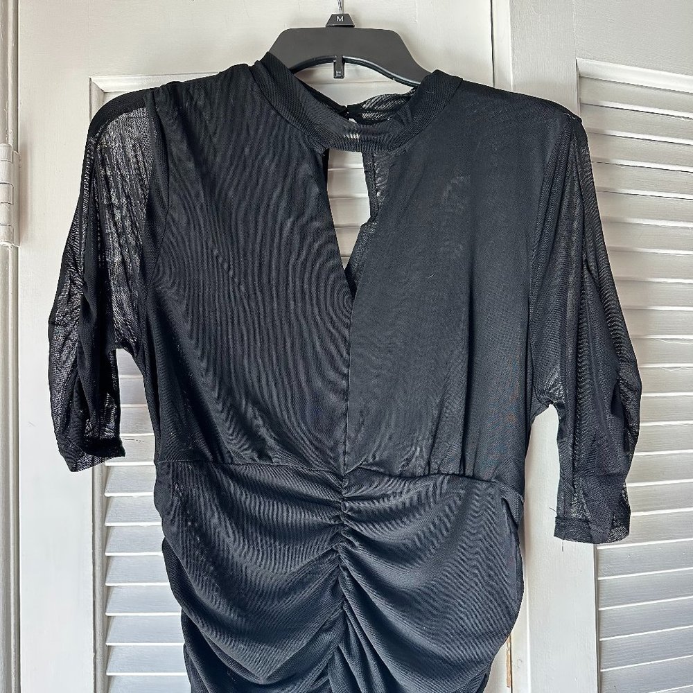 Black Ruched Mesh Top New York and Company